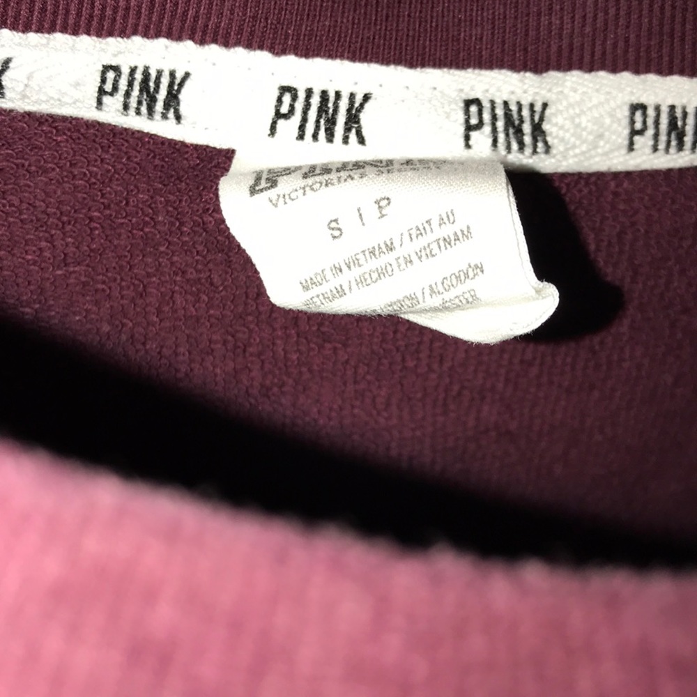 “PINK” Burgundy and White Long-Sleeve Shirt - Picture 6 of 7